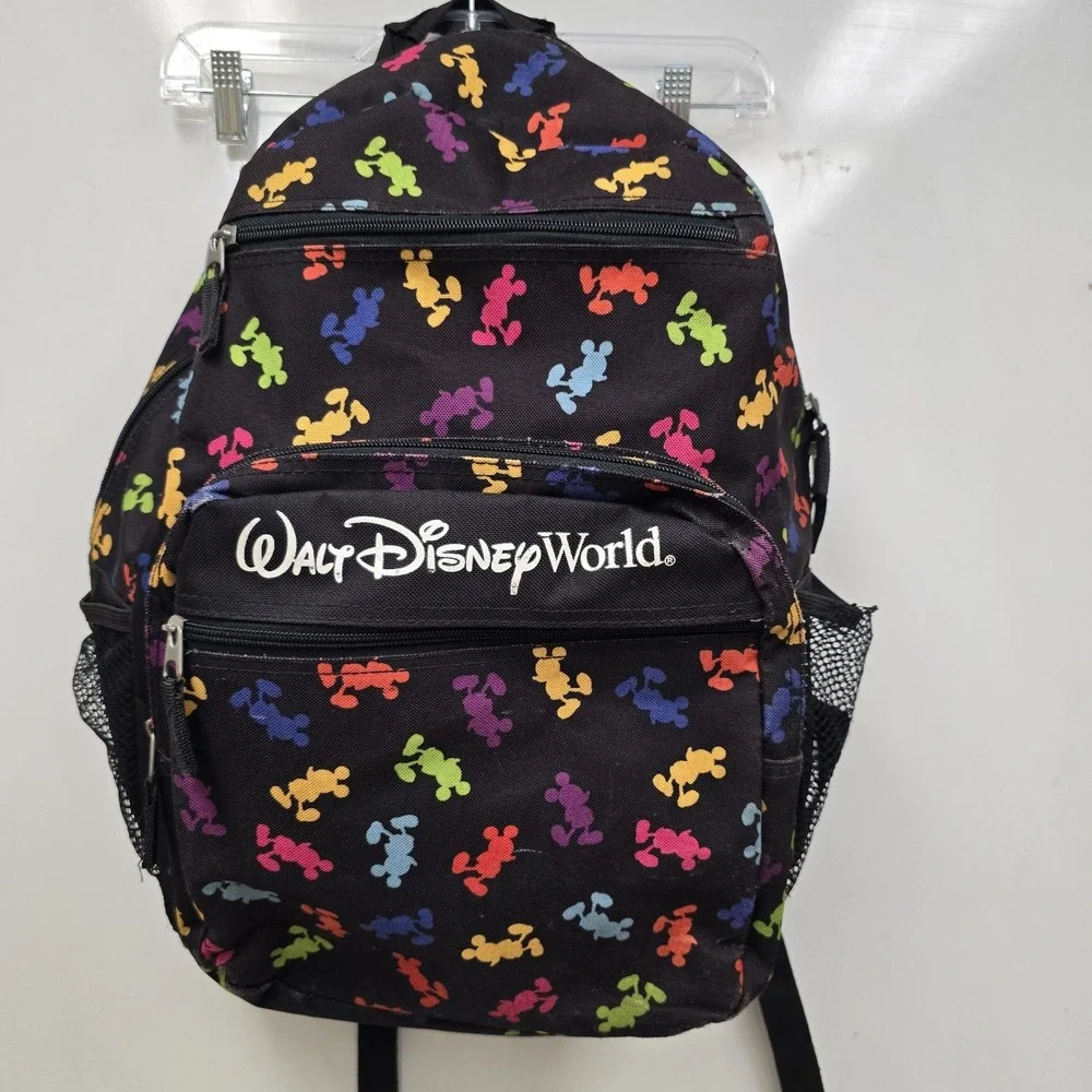 Walt Disney World Park Exclusive MICKEY‎ MOUSE Colorful Book Bag Backpack Black